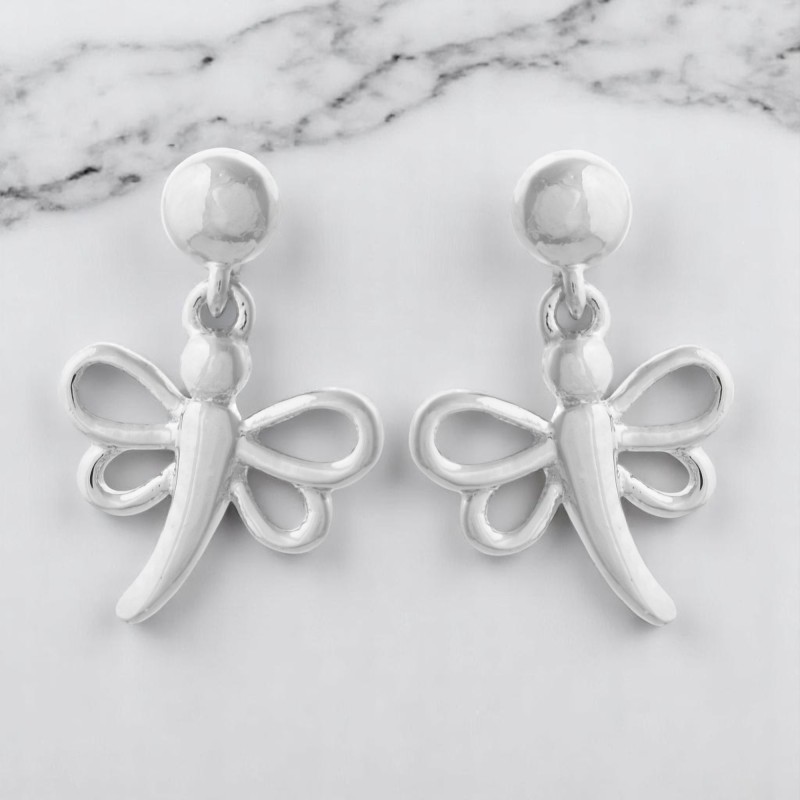 Boucles d'oreilles libellule Argent 925 Rhodié
