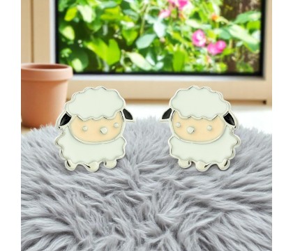Boucles d'oreilles petit mouton émail coloré Argent 925 Rhodié