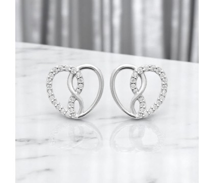 Boucles d'oreilles coeur d'infini serti d'oxydes de zirconium Argent 925 Rhodié