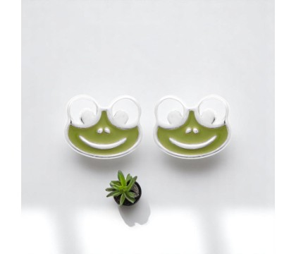Boucles d'oreilles grenouille émail coloré vert Argent 925 Rhodié