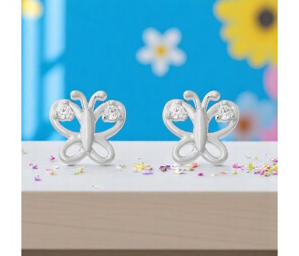 Boucles d'oreilles papillon oxydes de zirconium sur les ailes Argent 925 Rhodié