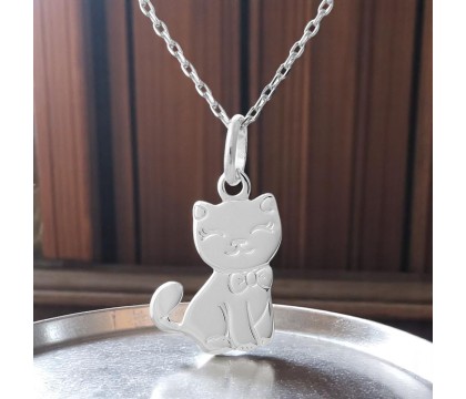 Collier chat noeud papillon pour enfant Argent 925 Rhodié