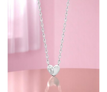 Collier petit coeur et goutte d'oxyde de zirconium Argent 925 Rhodié