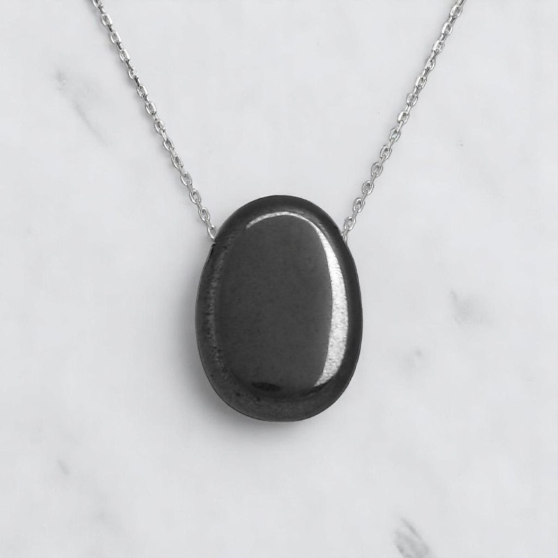 Collier pierre naturelle Hématite Argent 925 Rhodié Collier pierre naturelle Hématite Argent 925 Rhodié