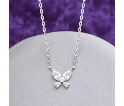 Collier papillon oxyde de zirconium Argent 925 Rhodié