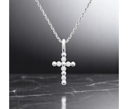 Collier croix oxydes de zirconium Argent 925 Rhodié Collier croix oxydes de zirconium Argent 925 Rhodié