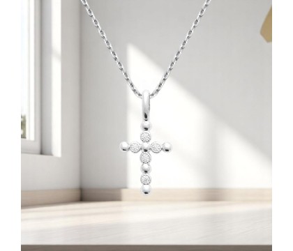 Collier croix oxydes de zirconium Argent 925 Rhodié Collier croix oxydes de zirconium Argent 925 Rhodié