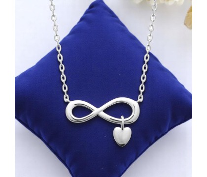 Collier infini coeur pendant Argent 925 Rhodié