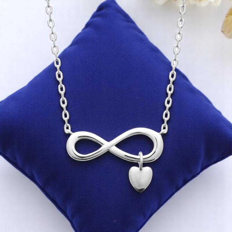 Collier infini coeur pendant Argent 925 Rhodié