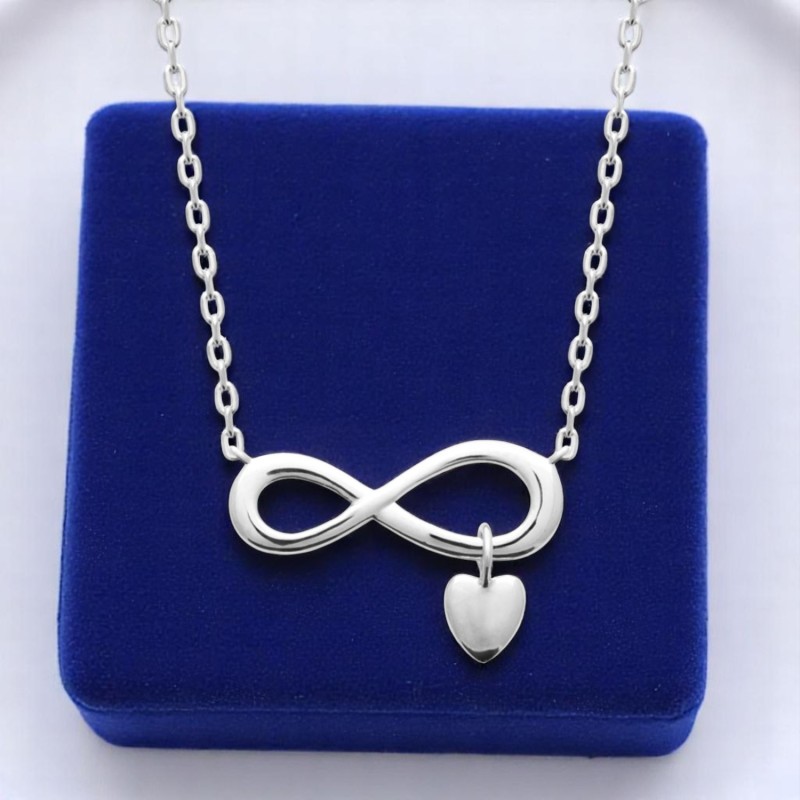 Collier infini coeur pendant Argent 925 Rhodié