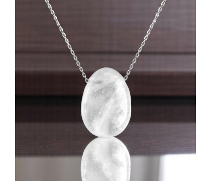 Collier pierre naturelle cristal de roche Argent 925 Rhodié