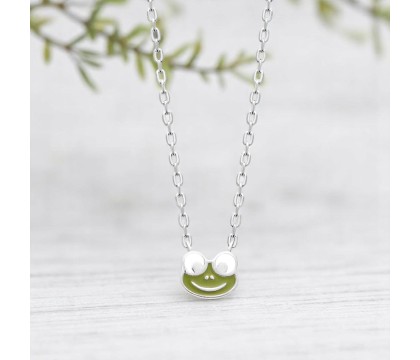 Collier grenouille émail coloré vert Argent 925 Rhodié Collier grenouille émail coloré vert Argent 925 Rhodié