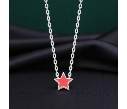 Collier étoile émail coloré rose Argent 925 Rhodié Collier étoile émail coloré rose Argent 925 Rhodié
