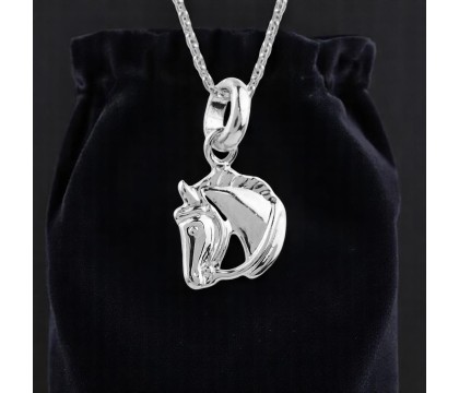 Collier buste de cheval Argent 925 Rhodié