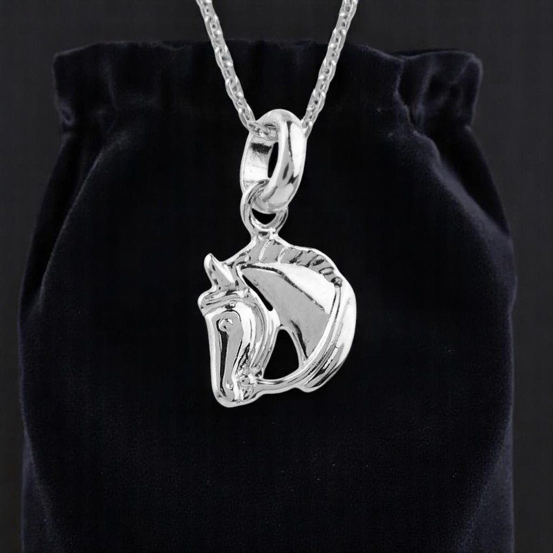 Collier buste de cheval Argent 925 Rhodié
