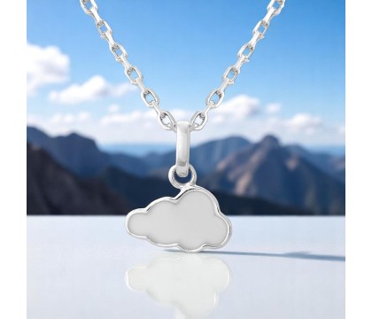 Collier petit nuage en émail Argent 925 Rhodié