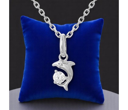 Collier dauphin oxyde de zirconium Argent 925 Rhodié