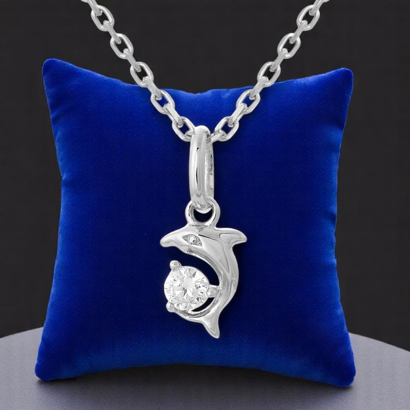 Collier dauphin oxyde de zirconium Argent 925 Rhodié