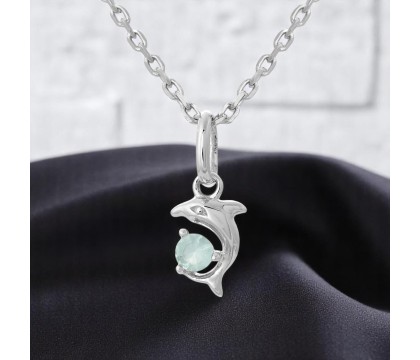 Collier dauphin cristal bleu Argent 925 Rhodié