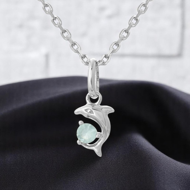 Collier dauphin cristal bleu Argent 925 Rhodié
