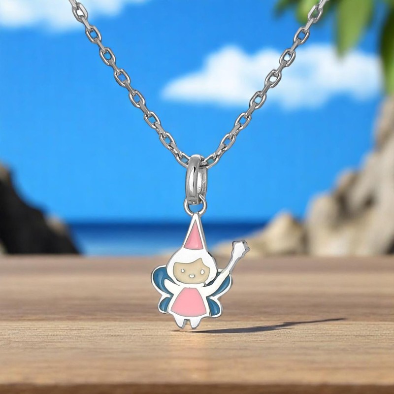 Collier fée émail coloré Argent 925 Rhodié