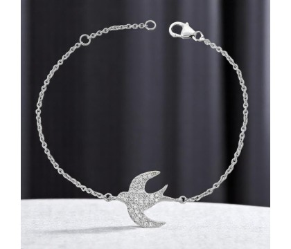 Bracelet hirondelle oiseau d'oxydes de zirconium Argent 925 Rhodié