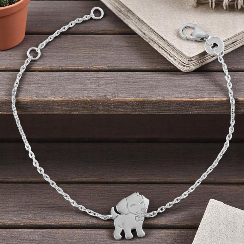Bracelet petit chien souriant Argent 925 Rhodié