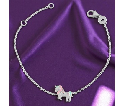 Bracelet licorne émail coloré Argent 925 Rhodié