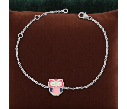 Bracelet hibou émail coloré Argent 925 Rhodié