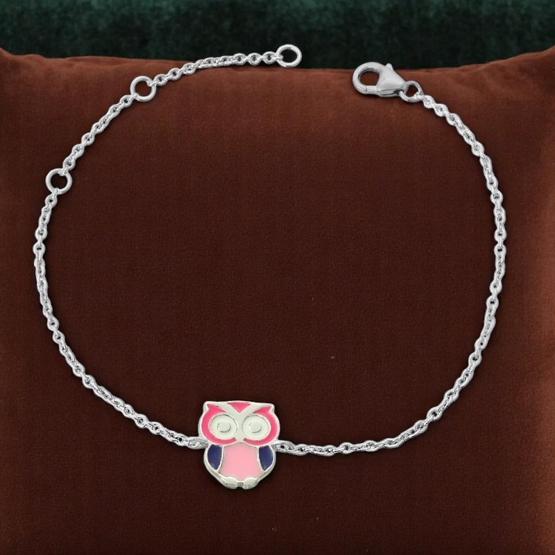 Bracelet hibou émail coloré Argent 925 Rhodié