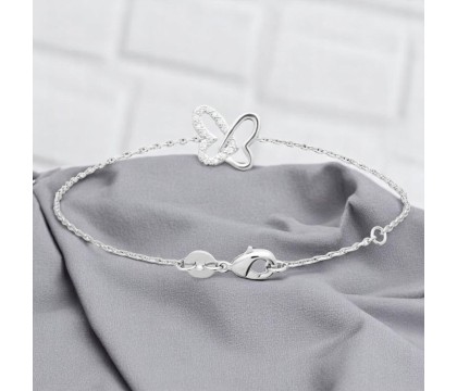 Bracelet 2 coeurs oxydes de zirconium Argent 925 Rhodié