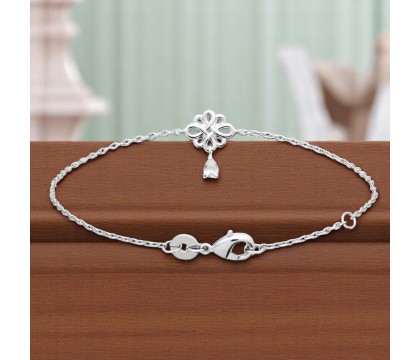 Bracelet arabesque floral goutte d'oxyde de zirconium Argent 925 Rhodié