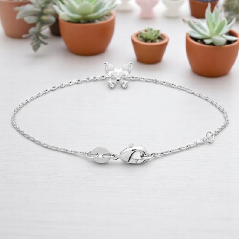 Bracelet papillon d'oxydes de zirconiums Argent 925 Rhodié