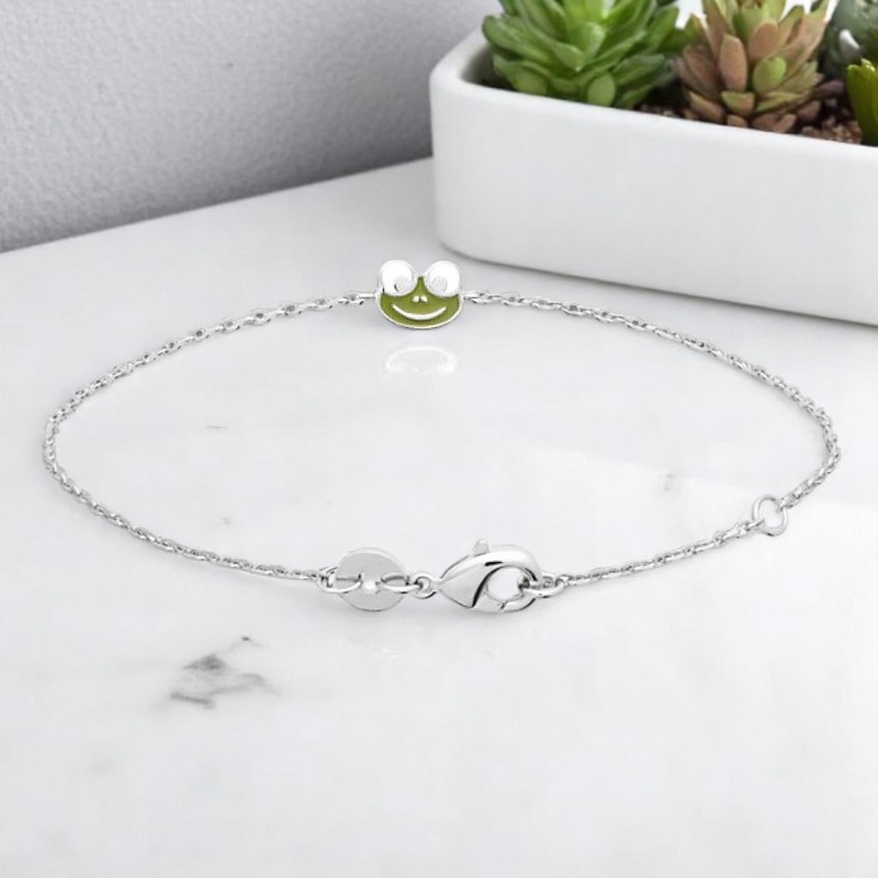 Bracelet grenouille émail coloré Argent 925 Rhodié