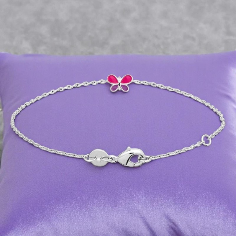 Bracelet papillon émail coloré Argent 925 Rhodié