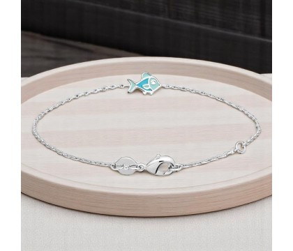 Bracelet poisson émail coloré Argent 925 Rhodié