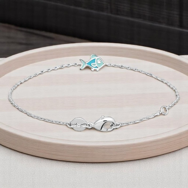 Bracelet poisson émail coloré Argent 925 Rhodié