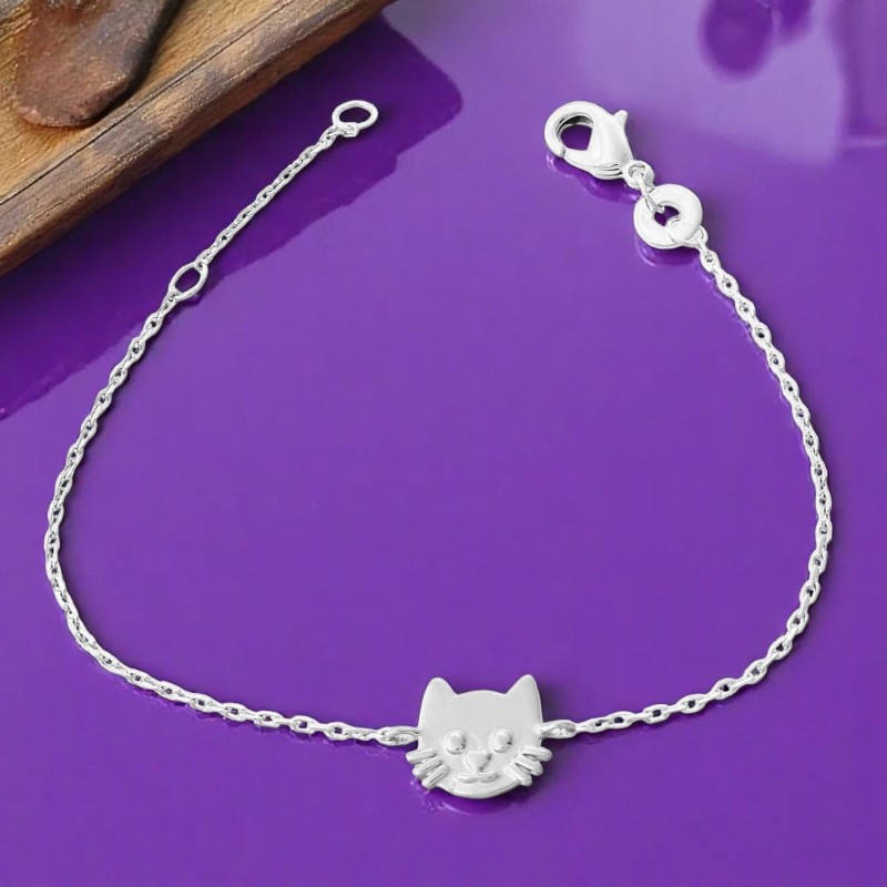 Bracelet tête de chat Argent 925 Rhodié