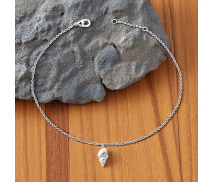 Chaîne de cheville coquillage pendant Argent 925 Rhodié