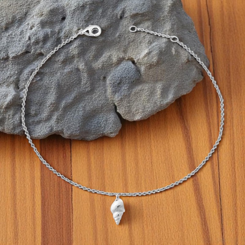 Chaîne de cheville coquillage pendant Argent 925 Rhodié