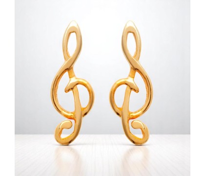 Boucles d'oreilles clé de sol note de musique Plaqué OR 750 3 microns