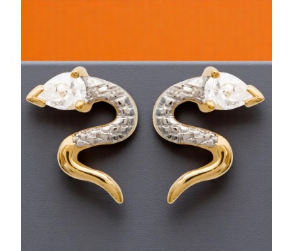 Boucles d'oreilles Serpent Oxyde de Zirconium Plaqué OR 750 3 microns 2 tons
