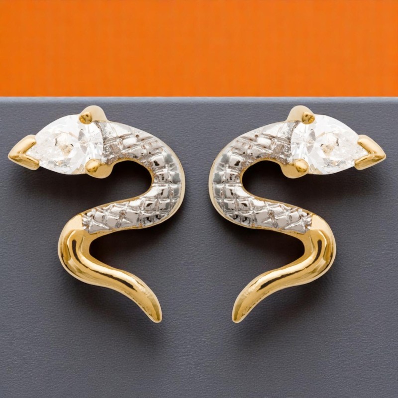 Boucles d'oreilles Serpent Oxyde de Zirconium Plaqué OR 750 3 microns 2 tons