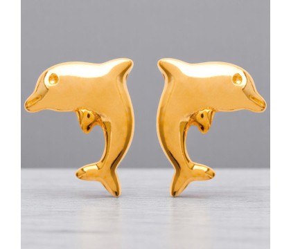 Boucles d'oreilles dauphin pour enfant Plaqué OR 750 3 microns