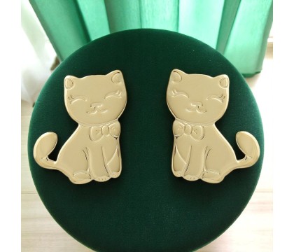Boucles d'oreilles chat pour enfant Plaqué OR 750 3 microns
