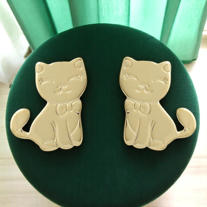 Boucles d'oreilles chat pour enfant Plaqué OR 750 3 microns