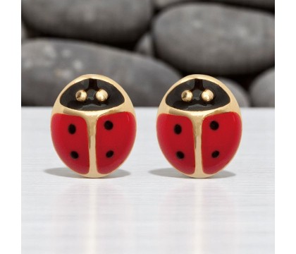 Boucles d'oreilles coccinelle pour enfant Plaqué OR 750 3 microns