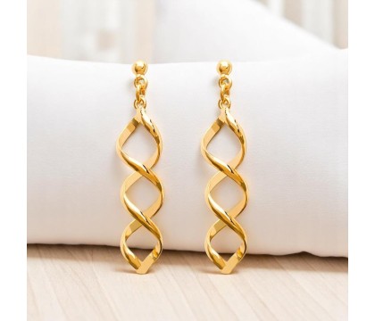 Boucles d'oreilles spirale torsadée Plaqué OR 750 3 microns