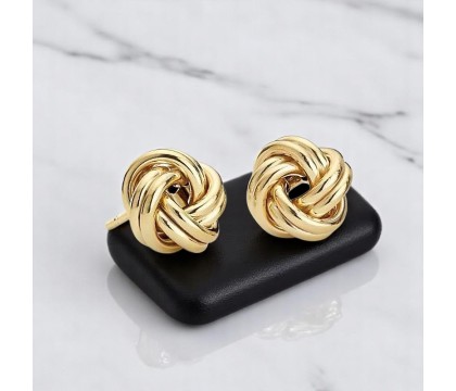 Boucles d'oreilles puce noeud Plaqué OR 750 3 microns