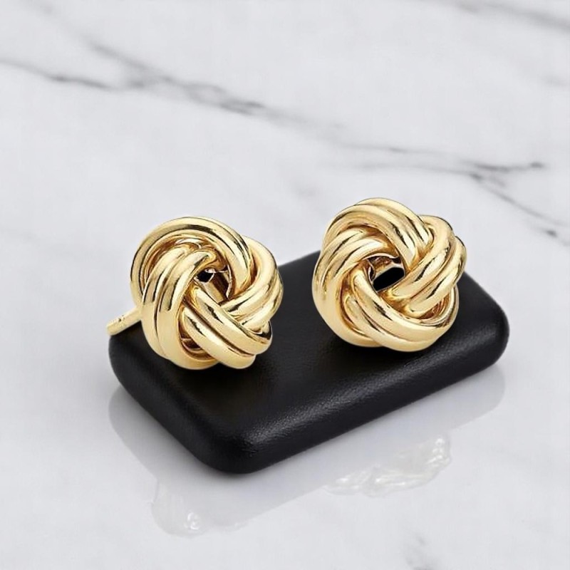 Boucles d'oreilles puce noeud Plaqué OR 750 3 microns